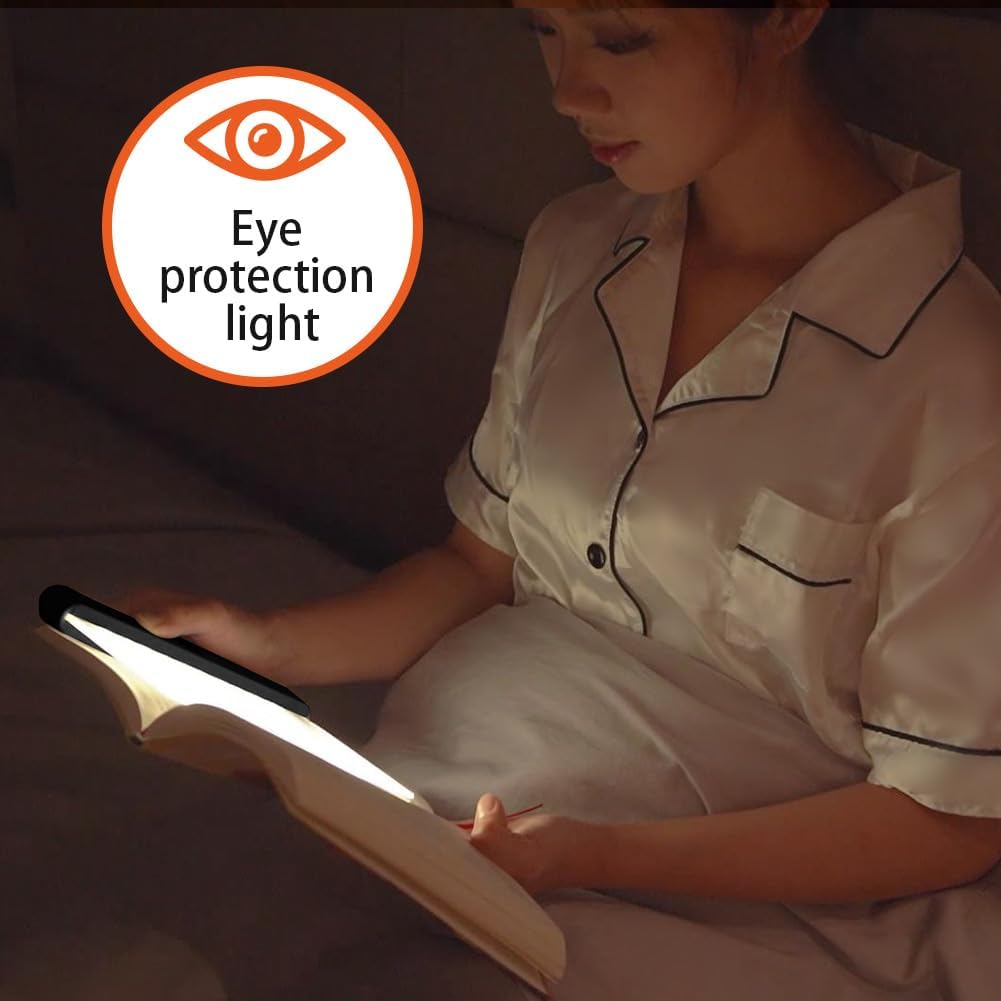 HOTUT Piatto LED Libro Lampada, LED Libro Pannello Luce, Lampada da Lettura per la Cura Degli Occhi, Lettura Lightwedge, Luce per Notturna, Nero