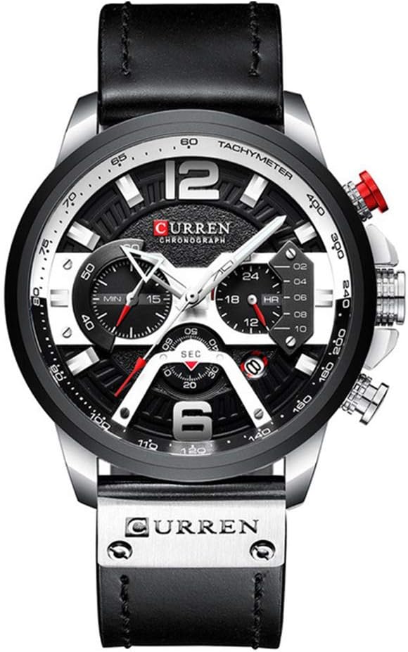 CURREN Orologi da uomo in pelle al quarzo cronografo e braccialetto alla moda set orologi analogici per uomo orologio da polso di lusso regali per papà fidanzato