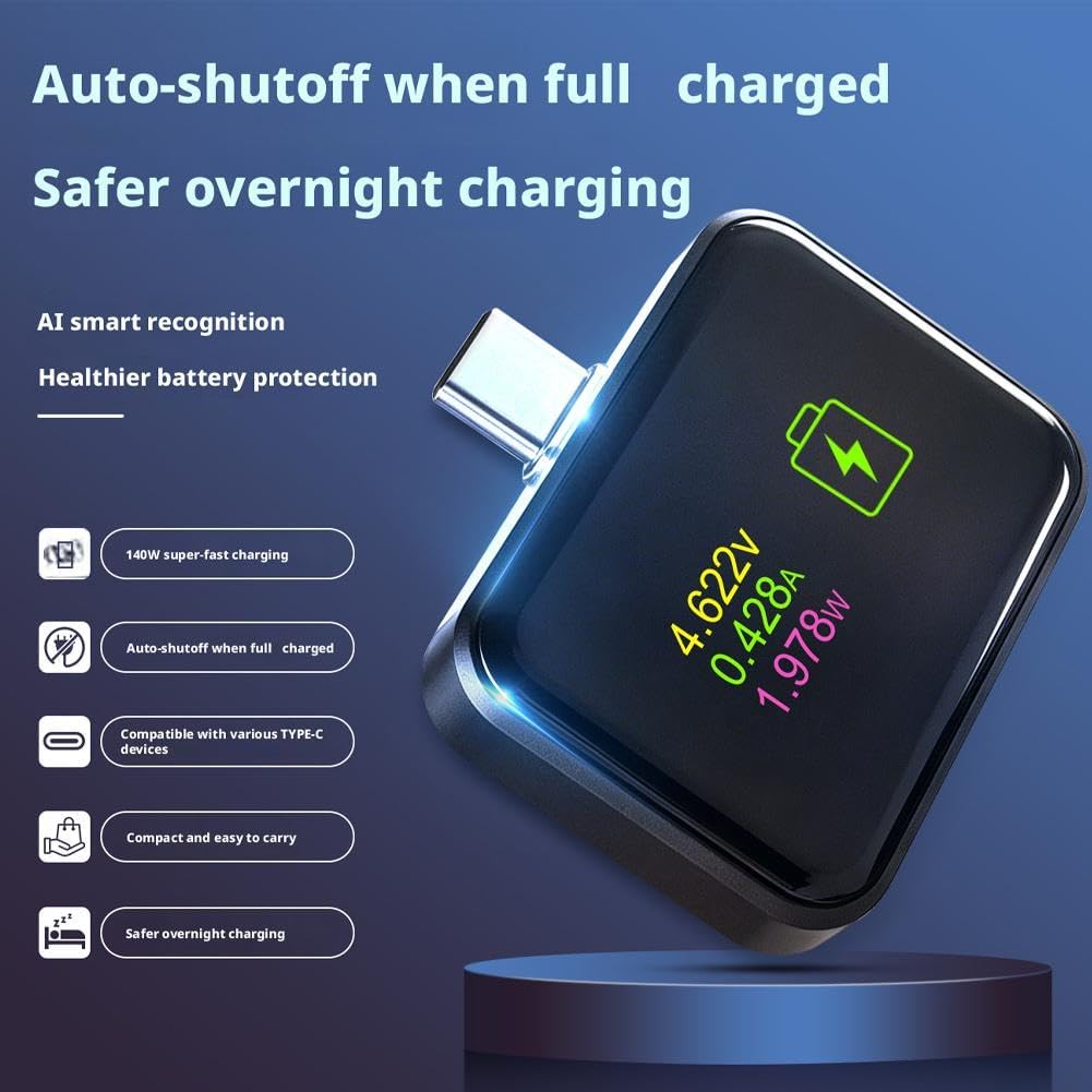 Stop Charge Smart Charger, adattatore di ricarica Smart Auto Stop, separatore di carica completa da 140 W, adattatore di protezione da sovraccarico per telefono, tablet, cavo di ricarica USB (nero)