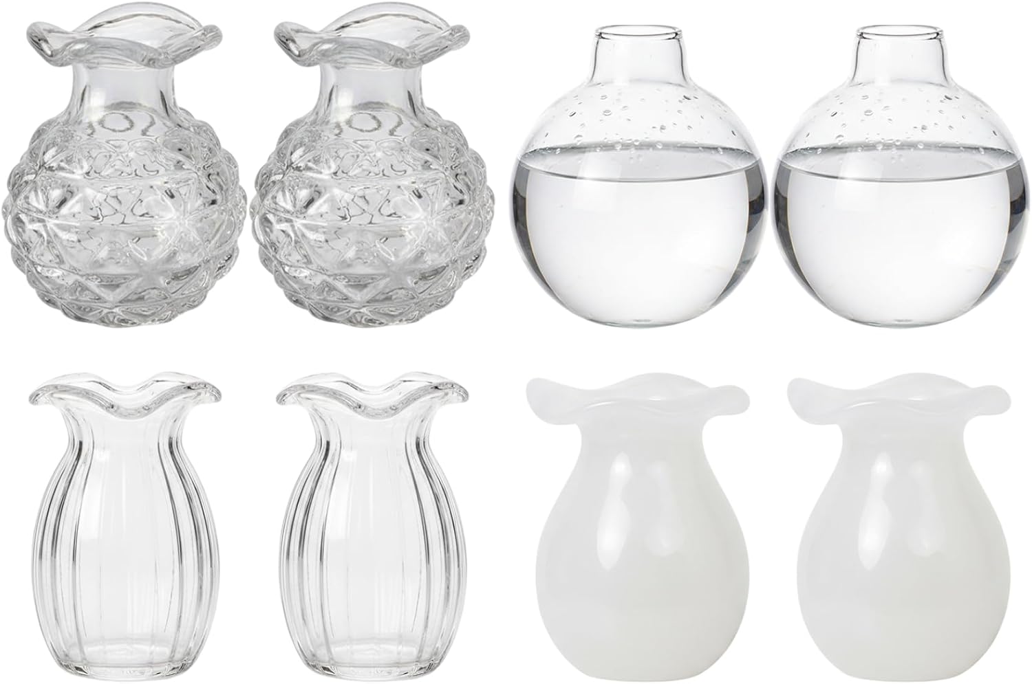 Mini Vaso Magnetico per Frigorifero - Set di 8 graziosi magneti per Frigorifero, Piccoli vasi in Vetro Trasparente per Fiori secchi, Appunti e Foto, Decorazioni Creative per Cucina e Ufficio