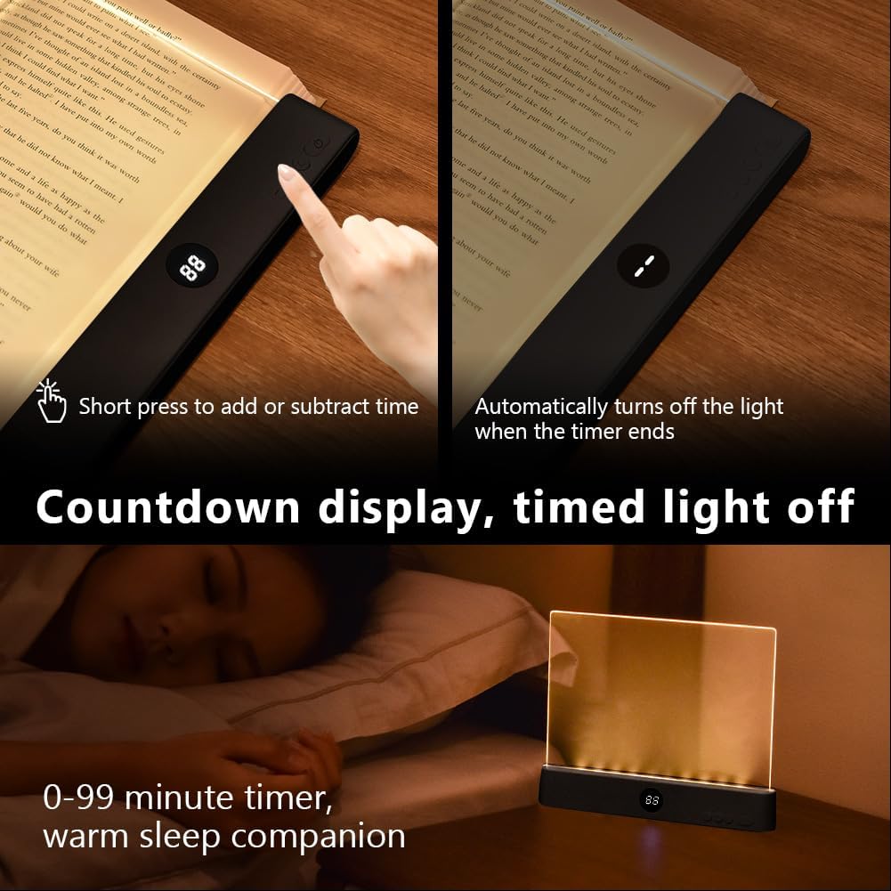 HOTUT Piatto LED Libro Lampada, LED Libro Pannello Luce, Lampada da Lettura per la Cura Degli Occhi, Lettura Lightwedge, Luce per Notturna, Nero