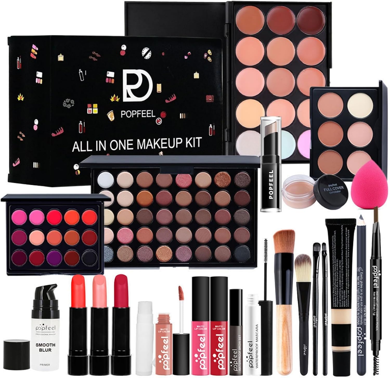 Trousse Trucchi Donna & Ragazza 24 Pezzi - Set Cosmetics Tutto-in-Uno con Palette ombretti occhi, lucidalabbra, correttore, mascara, pennelli trucco - Ideale per Principianti e Come Regalo