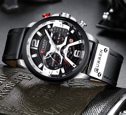 CURREN Orologi da uomo in pelle al quarzo cronografo e braccialetto alla moda set orologi analogici per uomo orologio da polso di lusso regali per papà fidanzato