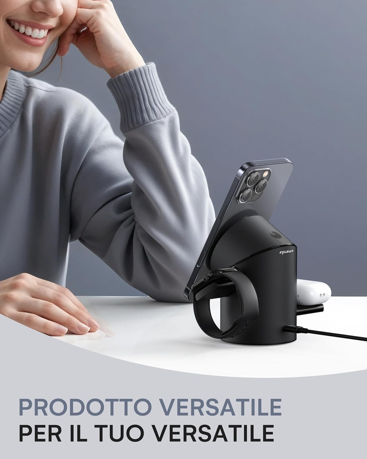 ZEEHOO CylinTrick-R – Stazione di Ricarica Wireless 3 in 1 da 15 W