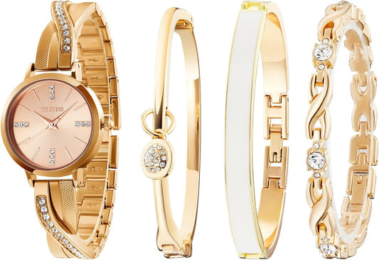 TIME100 Set Orologio, Bracciale e Collana da Donna Elegante, Orologio al Quarzo Impermeabile con Cristalli, Set Accessori Regalo per Lei