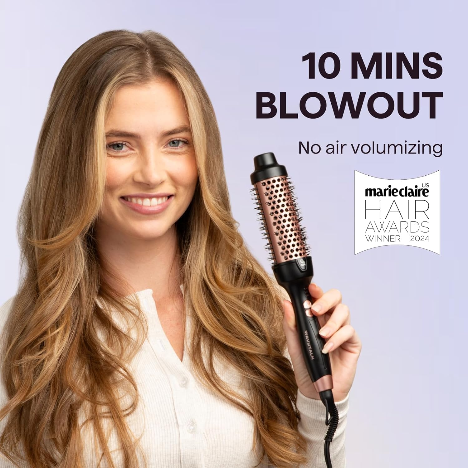 Wavytalk Thermal Brush Spazzola Termica Arricciante | Spazzola Arricciante Ionica da 38mm Riscaldata per Creare Volume e Blowout, Dual Voltage