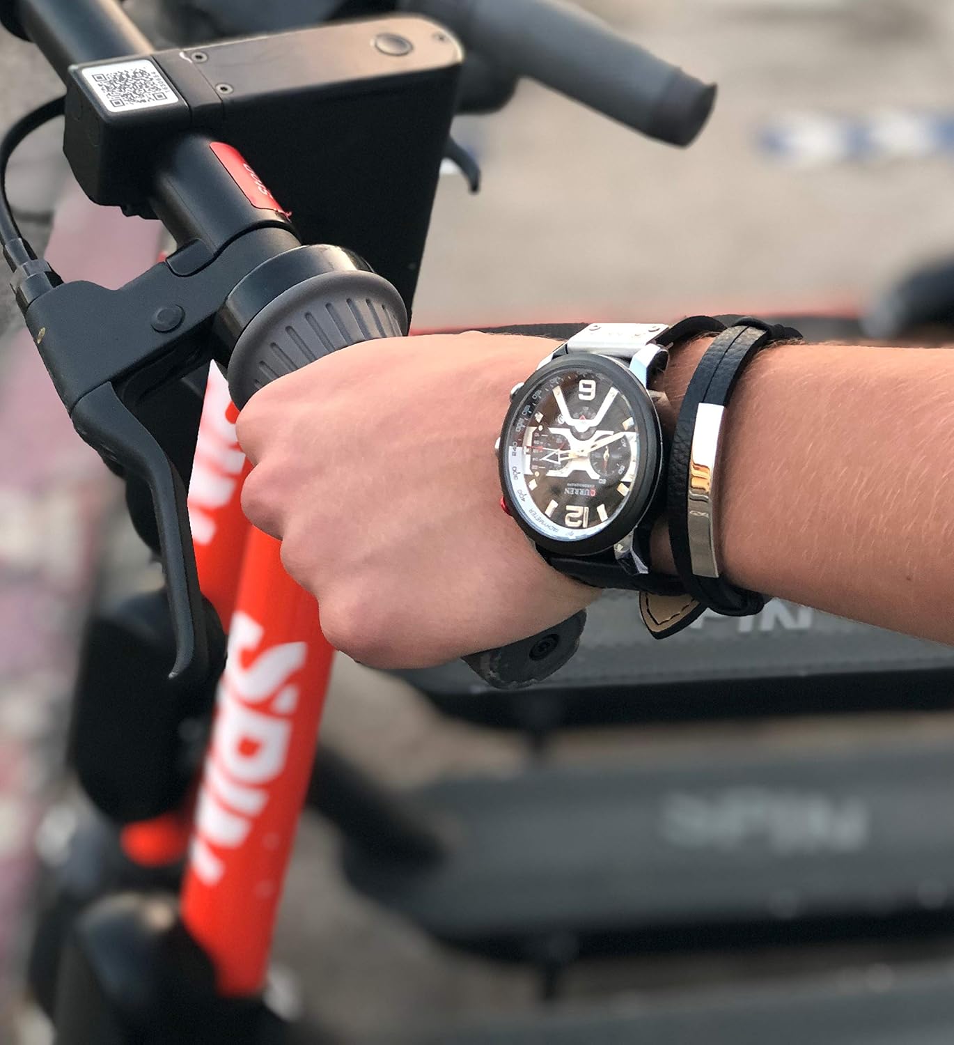 CURREN Orologi da uomo in pelle al quarzo cronografo e braccialetto alla moda set orologi analogici per uomo orologio da polso di lusso regali per papà fidanzato