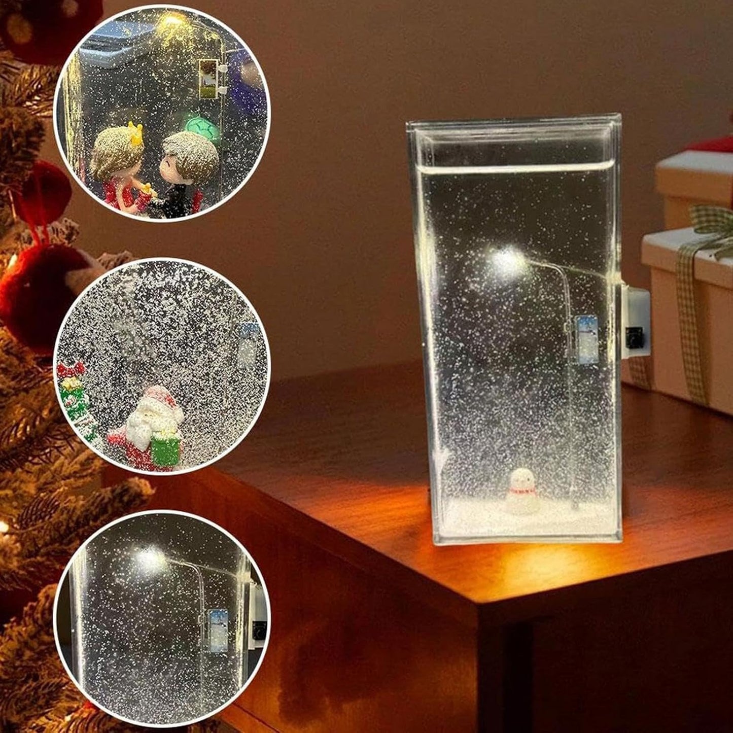 Luce Notturna Con Scena Di Neve Di Natale, Lampione Notturno Con Neve, Luce LED Per Atmosfera Innevata Invernale, Luce Notturna Con Scena Di Neve Fatta A Mano, Luce Per Dormire Con Scena Di Neve