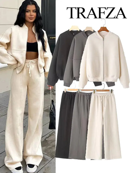 HH Set 2 Pezzi Donna – Bomber Zip + Pantaloni Wide Leg