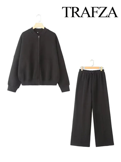HH Set 2 Pezzi Donna – Bomber Zip + Pantaloni Wide Leg