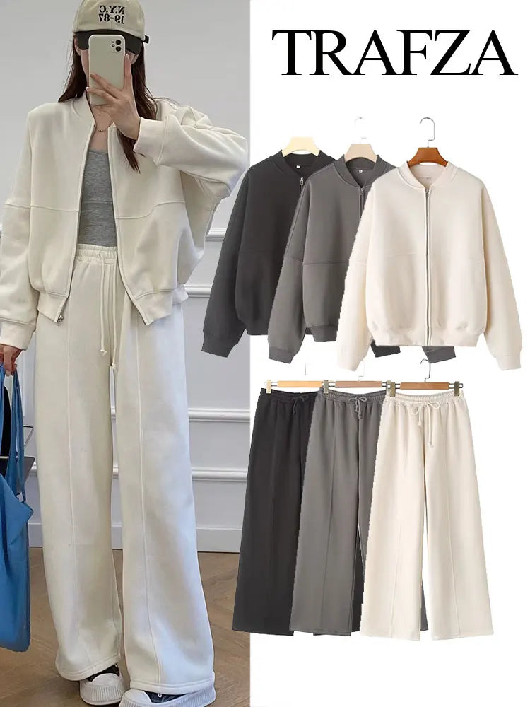 HH Set 2 Pezzi Donna – Bomber Zip + Pantaloni Wide Leg