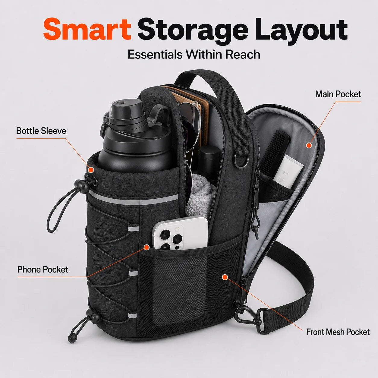 Magnetic Gym Bottle Bag Water Bottle Holder Fitness Accessory Hands Free Storage Bag For Gym Workout Running Travel Sports Gear