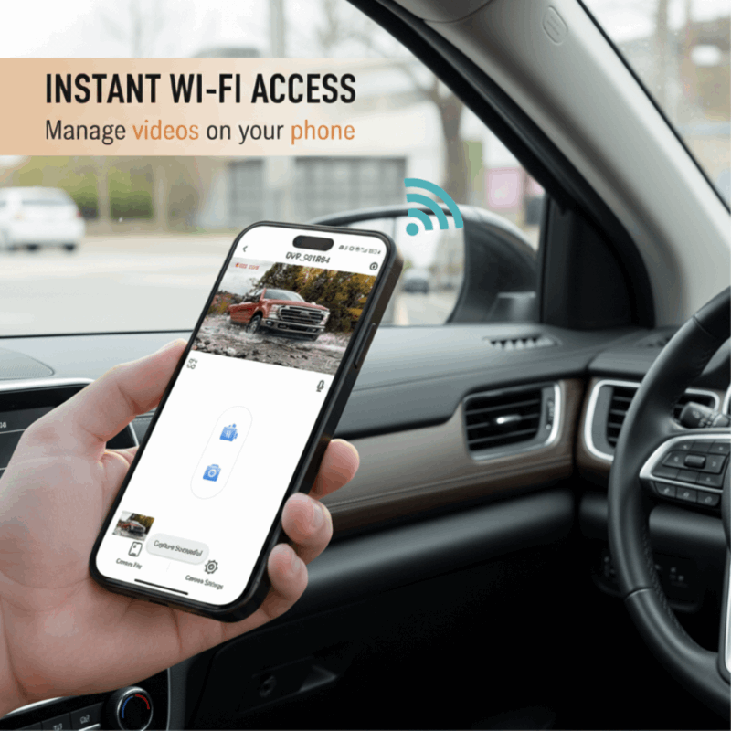 Dash Cam HD con Wi-Fi e Visione Notturna